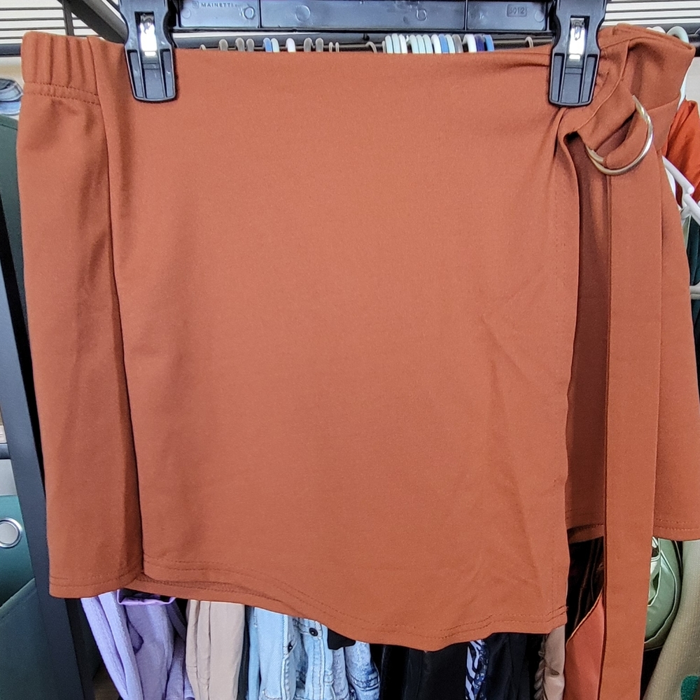 SHEIN Plus Solid Asymmetrical Hem Shorts